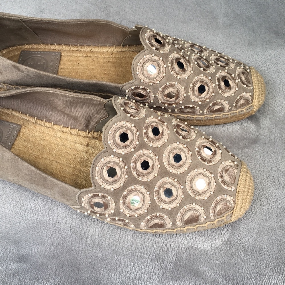 Tory Burch Espadrille Flats Gray Yasmin sz 9.5 !U